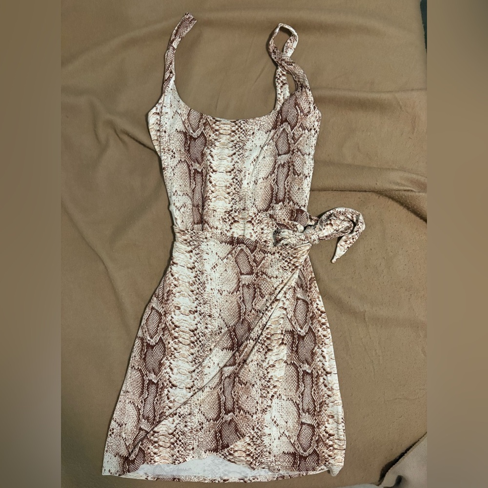 Snakeskin Print wrap Mini Dress - flattering and soft!